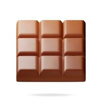 3d Lait Chocolat bar isolé sur blanche. rendre marron Chocolat pièce. sucré délicieux bonbons produit. cacao savoureux dessert. réaliste vecteur illustration