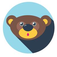icône plate tête d&#39;ours en peluche vecteur