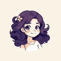 ai généré une mignonne peu fille avec sourire icône illustration avatar de mignonne fille dessin animé anime style vecteur