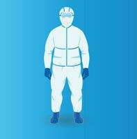 médical personnel protecteur équipement ppe de face et retour côté santé ouvriers, désinfectant le virus, covid, coronavirus maladie vecteur