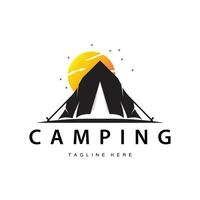 Facile vecteur Extérieur camping logo, sauvage aventure modèle avec vieux ancien style