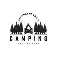 Facile vecteur Extérieur camping logo, sauvage aventure modèle avec vieux ancien style