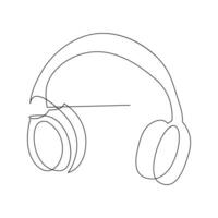 casque de musique continu Célibataire ligne contour vecteur art dessin et Facile un ligne minimaliste conception