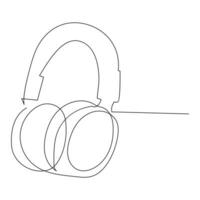 casque de musique continu Célibataire ligne contour vecteur art dessin et Facile un ligne minimaliste conception