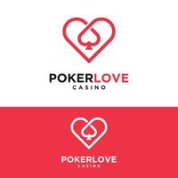 modèle de conception de logo de coeur d'as de pique d'amour de poker vecteur