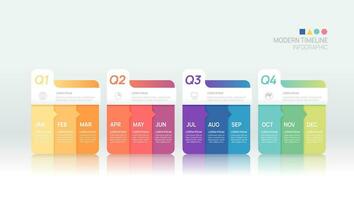 affaires étape chronologie infographie modèle. moderne Étape importante élément chronologie diagramme calendrier et 4 trimestre les sujets, vecteur infographies.