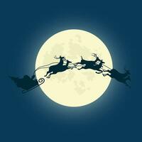 silhouette illustration de Père Noël claus conduite le sien traîneau avec le lune comme le Contexte. vecteur illustration