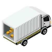 isométrique livraison un camion avec des boites vecteur