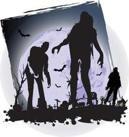zombie sortant de la tombe avec un design effrayant d'halloween avec une maison hantée de sorcière vecteur