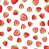 baies fruit fraise avec feuilles sans couture modèle pour textile impressions, cartes, conception. vecteur illustration dans plat style