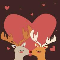 deux cerf embrasser dans de face de une cœur vecteur