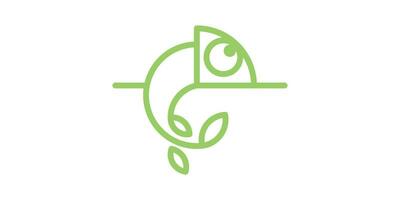 caméléon logo conception avec végétaux, minimaliste ligne logo, icône, vecteur, symbole. vecteur