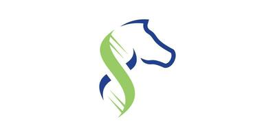 le logo conception combine le forme de une les chevaux tête avec une génétique ou ADN symbole. vecteur