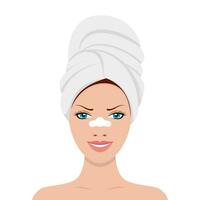 bandes nettoyage pores. santé et beauté spa traitement. masque pour le affronter. vecteur illustration dans plat style