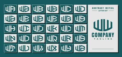 abstrait courbe forme initiale w ww lettre logo conception paquet vecteur