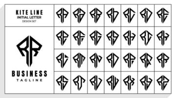 ensemble de abstrait ligne cerf-volant lettre r rr logo conception vecteur