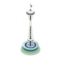 le espace aiguille observation la tour Seattle, Washington, uni États. point de repère isométrique illustration vecteur