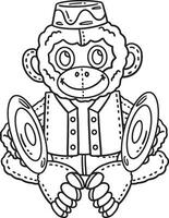 cirque singe jouet isolé coloration page pour des gamins vecteur