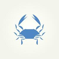 isolé bleu Crabe silhouette icône logo modèle vecteur illustration conception. minimaliste Facile poisson Restaurants, mer crabe, Fruit de mer logo concept