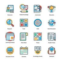 plat conception vecteur Icônes de distance éducation