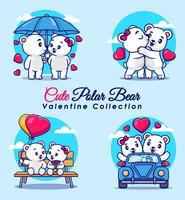 mignonne polaire ours couple avec pose pour la Saint-Valentin journée dessin animé vecteur icône illustration