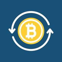 bitcoin doré avec des flèches circulaires. icône bitcoin pour la crypto-monnaie. vecteur