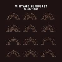 collection vintage sunburst sous différentes formes vecteur