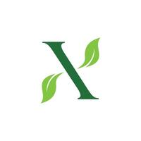 initiale lettre X avec feuille luxe logo. vert feuille logo modèle vecteur conception.