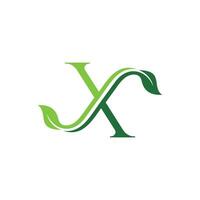 initiale lettre X avec feuille luxe logo. vert feuille logo modèle vecteur conception.