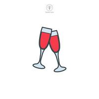 à votre santé Champagne des lunettes icône symbole vecteur illustration isolé sur blanc Contexte