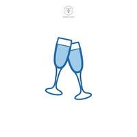 à votre santé Champagne des lunettes icône symbole vecteur illustration isolé sur blanc Contexte