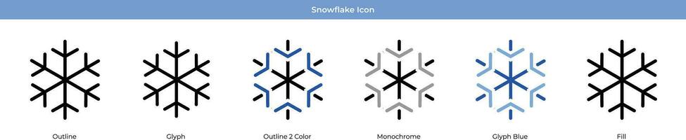 jeu d'icônes de flocon de neige vecteur