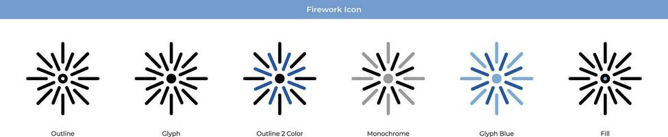 feu d'artifice Nouveau année icône ensemble vecteur