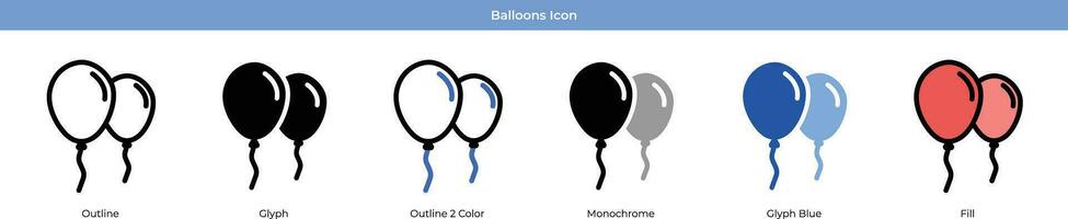 ballons icône ensemble vecteur