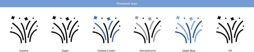 feu d'artifice Nouveau année icône ensemble vecteur