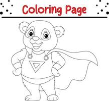 coloration page super-héros Panda posant vecteur