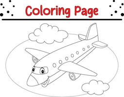 coloration page avion en volant ciel vecteur