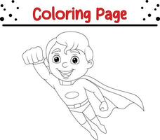 coloration page super-héros garçon. coloration livre pour des gamins vecteur