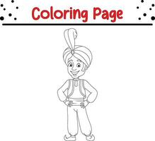 coloration page Jeune Aladdin posant vecteur
