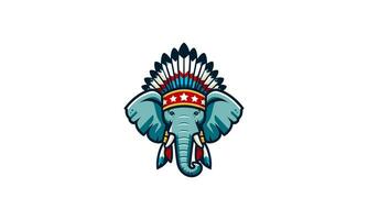 tête l'éléphant portant originaire de américain vecteur logo conception