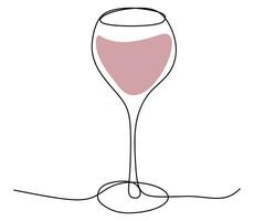 continu Célibataire ligne dessin de verre avec rouge du vin. minimaliste ligne art de verre de vin avec rouge place. vecteur contour isolé illustration pour restaurant logo, menu, carte. de l'alcool boisson et boisson.