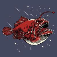 Logo d'illustration vectorielle de poisson pêcheur vecteur