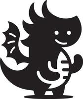 minimal marrant personnage, dragon vecteur silhouette, noir Couleur silhouette, blanc Contexte 19