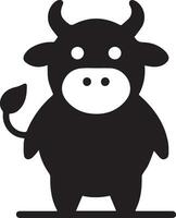 minimal marrant vache plat personnage vecteur silhouette, silhouette, noir couleur, blanc Contexte 5