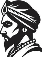 culturel classique jeune marié logo emblème toilettage grandeur Indien mariage homme logo vecteur