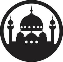 fidèle édifice mosquée logo icône croissant crête iconique mosquée emblème vecteur