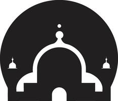 sanctifié hauteurs emblématique mosquée logo Divin dômes iconique mosquée vecteur