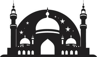 croissant crête mosquée logo conception sacré symétrie emblématique mosquée icône vecteur