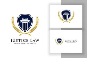 modèle de conception de logo d'insigne de droit de la justice. emblème du vecteur de logo d'avocat