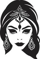 fête charme Indien mariage femme iconique éthéré logo de la mariée vecteur